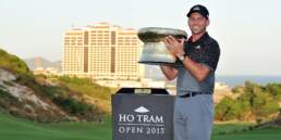 Ho Tram Open Champion Sergio Garcia posing with his trophy at The Bluffs Ho Tram Strip