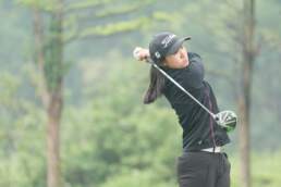 Yiyang Xu, First Team Junior All-Asia, swinging on the 18th tee at The Southern Junior