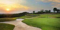 Burapha Golf & Resort Green View while sun sets in Pattaya