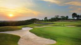 Burapha Golf & Resort Green View while sun sets in Pattaya