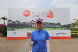An Fujiawei posing with TaylorMade TP5 after making eagle in The Southern Junior, an event featuring JGTA Major Entry Criteria